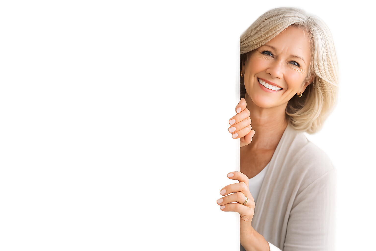 Smiling senior woman guide