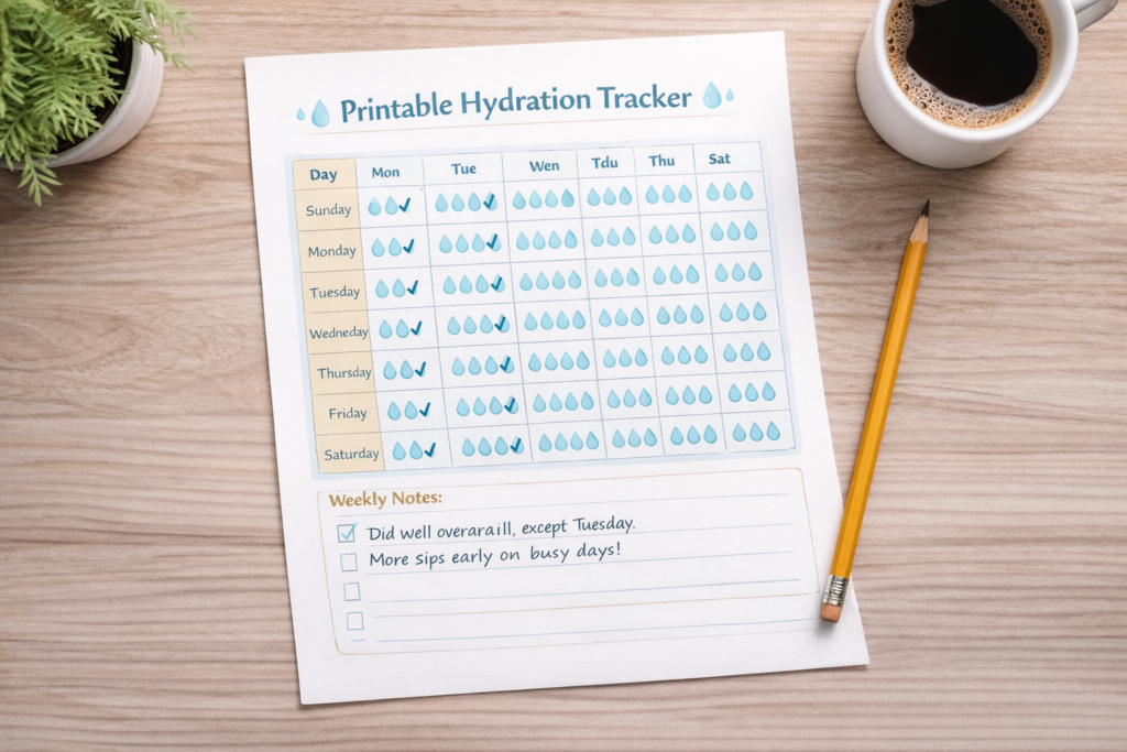 printable hydration tracker