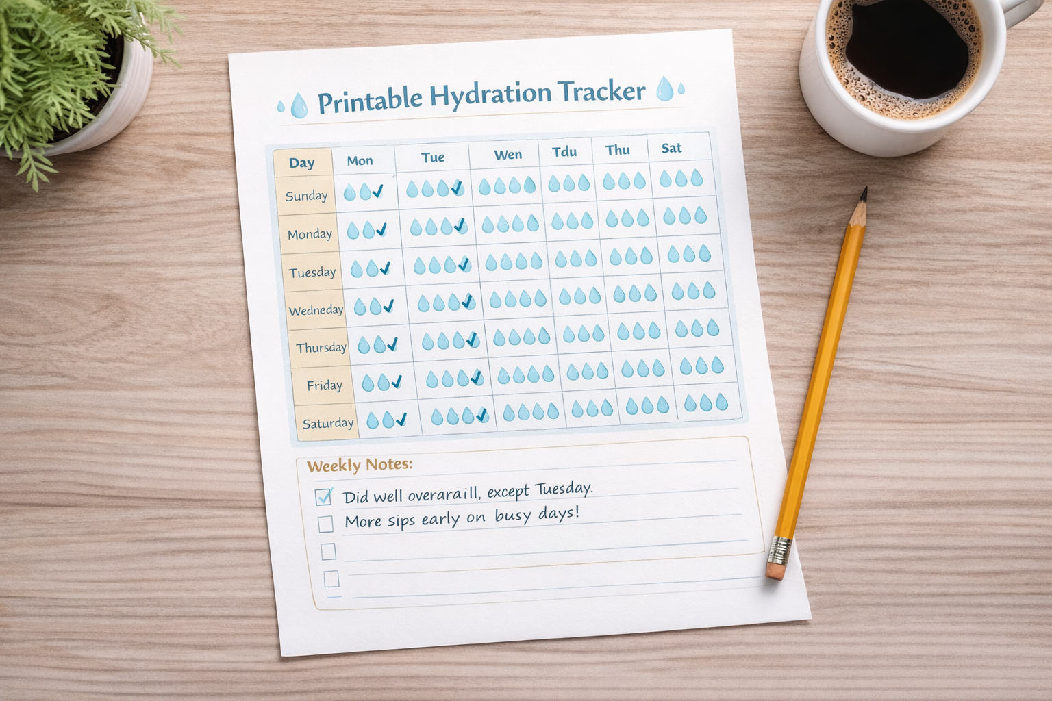 Your Free Printable Hydration Tracker - Free Tools