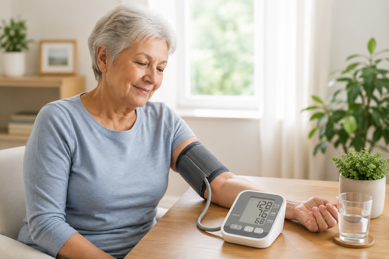 Home blood pressure monitor with a large digital screen